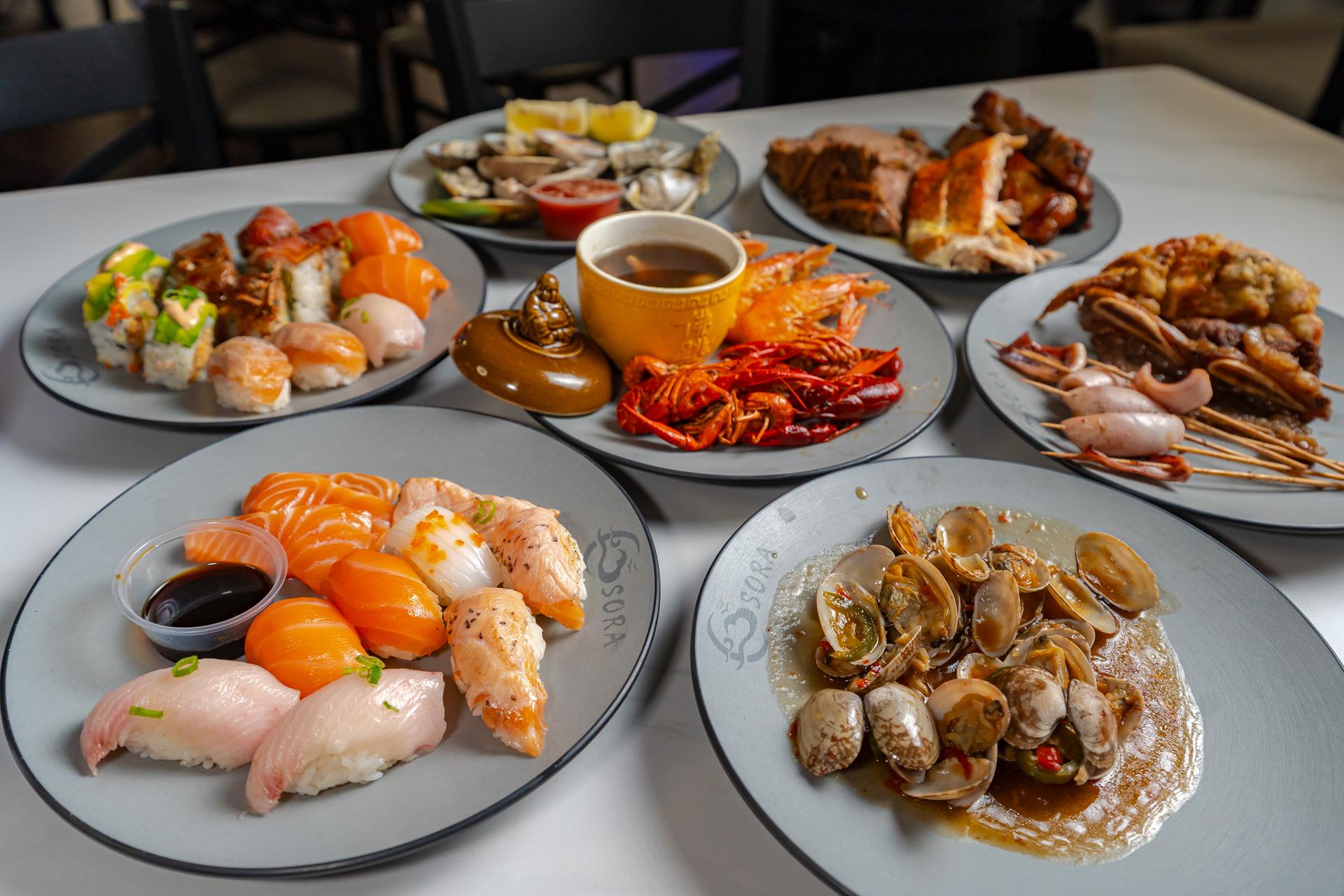 Premium sashimi plate with salmon, tuna and yellowtail